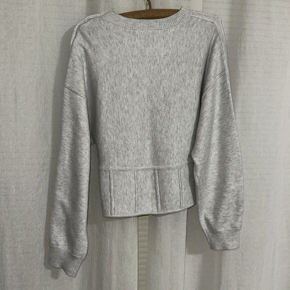 WHBM XL Heather Gray Lunar Corset Style Dolman Sleeve Pullover Sweater - Picture 8 of 16
